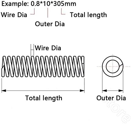 קפיץ דחיסה 305 ממ 304 A2 לחץ נירוסטה לחץ קפיץ קפיץ DIA 0.3 0.4 0.5 0.6 0.7 0.8 1 1.2 1.5 2 ממ OD 3-30