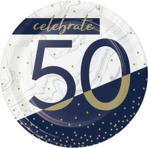 צלחות קינוח יום הולדת 50 של חיל הטרנד וזהב, 24 CT