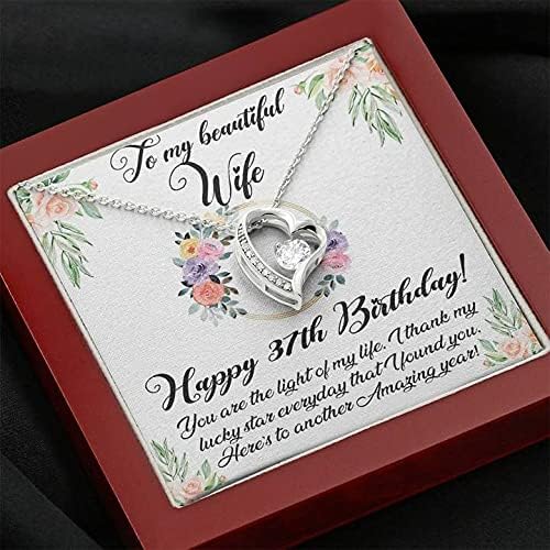 שרשרת בעבודת יד, תכשיטים בעבודת יד - שרשרת יום הולדת 37 מאושרת לאישה, שרשרת אהבה לנצח יום הולדת 37 לנשים,