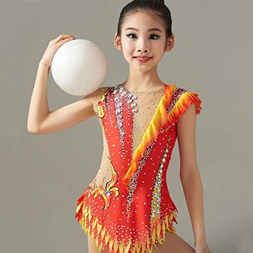אדום יהלומים אומנותית התעמלות בגדי גוף בנות מקצועי תחרות אימון יכול להיות מותאם אישית