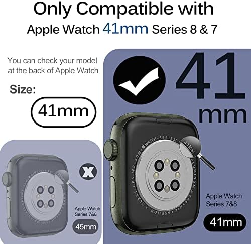 Miimall תואם Apple Watch Series 8 41 ממ מארז עם מגן מסך זכוכית מובנה, מחשב קשה אטום-זעזועים נגד פגוש