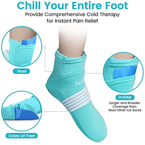 Suzzipad משודרג גרבי טיפול קר עם חבילת קרח 6 ג'ל להקלה על כאבי רגליים/מ ', אריזת קרח ביד לעטוף להקלה