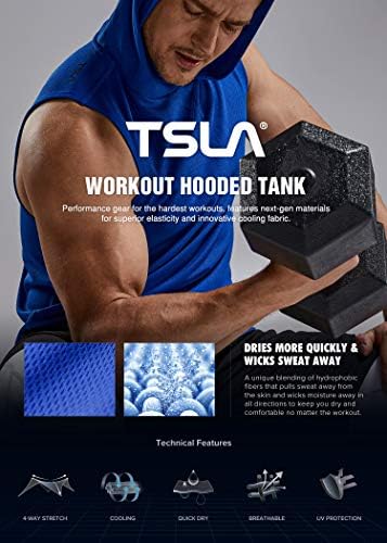 TSLA 3 חבילה מיכל שרירים לגברים עם קפוצ'ון, חולצות ריצה אתלטיות וקרירות ומגניבות, עליית חדר כושר אימון