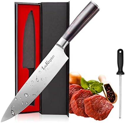 Laukingdom 8 אינץ 'סכין מטבח מקצועי סופר -חריף, סכין סיבוב חד עם ידית ארגונומית, סכין שף נירוסטה פחמן