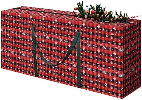 שמח חג המולד עץ אחסון תיבת באפלו משובץ אחסון שקיות אדום ושחור בד אחסון לשאת פתית שלג חג המולד עץ מיכל