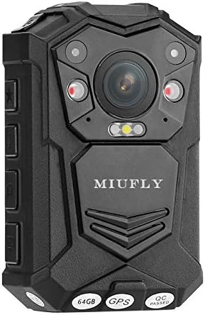 Miufly 1296p HD מצלמת גוף משטרת HD עם תצוגה של 2 אינץ ', ראיית לילה, בנויה בזיכרון 32 גרם ו- GPS לאבטחה