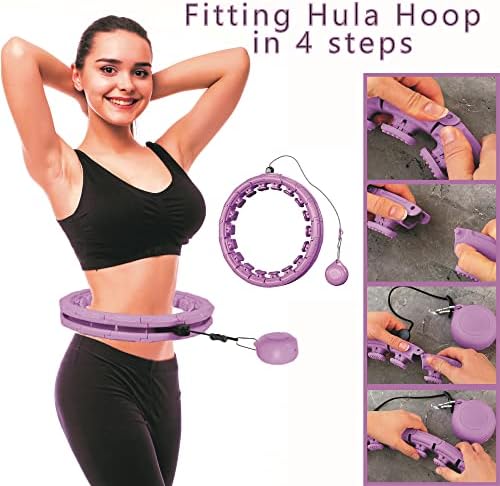 Louris חכם שודרג כושר חישוקים משוקלל Hula משוקלל לנשים וגברים ירידה במשקל, 24 קשרים מתכווננים Hoolahoop