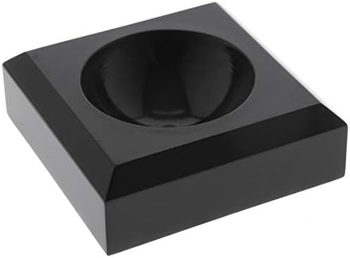 בסיס תצוגה מרובע אקרילי שחור של פלימור עם מעגל מוטבע כדי להחזיק ביצה, שיש, כדור או כדור, 2 W x 2 D x