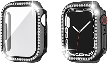 Gsrypc 2 חבילה בלינג בלינג יהלום כיסוי מארז מגן עם מגן מסך תואם לסדרה Apple Watch 8 7 ， עיצוב יהלומי