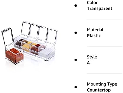 Zgwj acrylic מטבח סירי תבלינים, סט קופסאות תיבול ברורות של 4 חלקים, צנצנות תבלין מיכל אחסון לתבלינים