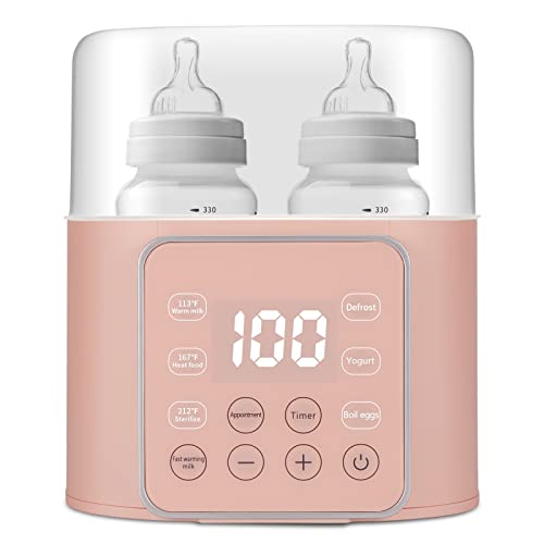 מחמם בקבוקי תינוקות 9 ב-1 מחמם חלב אם רב תכליתי, מחמם מזון מהיר לתינוקות ומחמם הפשרה עם טיימר לתאומים,