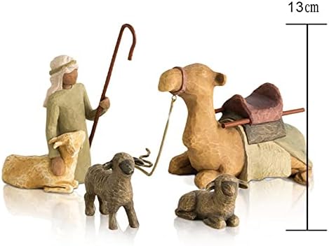 WAAZI 4PC רועה רועה ובעלי חיים יציבים סט פסלונים פסל שרף קישוט ביתי לקישוטים לסלון
