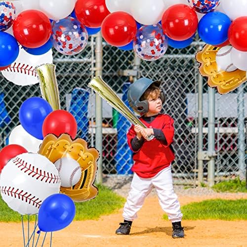 קישוטים למסיבות בייסבול ציוד מסיבת יום הולדת בייסבול כולל באנר ליום הולדת שמח בייסבול, מפת שולחן, בלוני