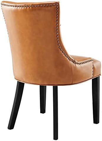 מודוויי ריג ' נט מודרני מצויץ טבעוני עור מרופד שני אוכל כיסאות עם ראש ציפורן לקצץ ב טאן