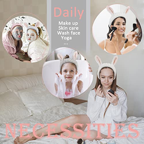4 יחידות אוזני ארנב סרט אלסטי סרטי ראש לנשים עבור כביסה פנים סרטי ראש לנשים איפור ספא סרטי ראש עבור