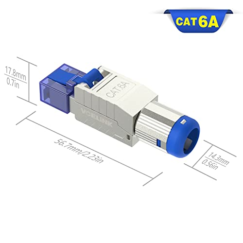 Vcelink RJ45 CAT6A מחברים ללא כלים, סגסוגת אבץ מוגנת לתקעי סיום אתרנט עבור כבלים SFTP 23AWG, תקע אינטרנט