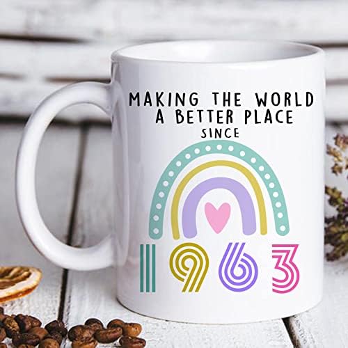 אליקר 60 יום הולדת מתנות נשים-1963 יום הולדת מתנות לנשים קפה ספל - 60 יום הולדת ספל בשבילה, קשת קפה