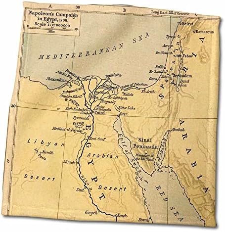 3דפס ורדים של מפת קמפיין נפוליאון במצרים מגבת טוול_204259_1, 15 איקס 22