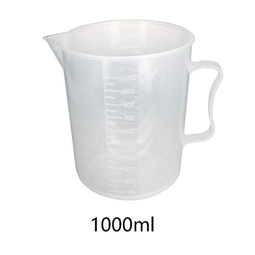 בטומשין 2 יחידות 1000 עמ פלסטיק מדידה גבוהה טופס כוס עם ידית, מדידת כוס מעבדה כוסות בוגר כוסות שרף ערבוב