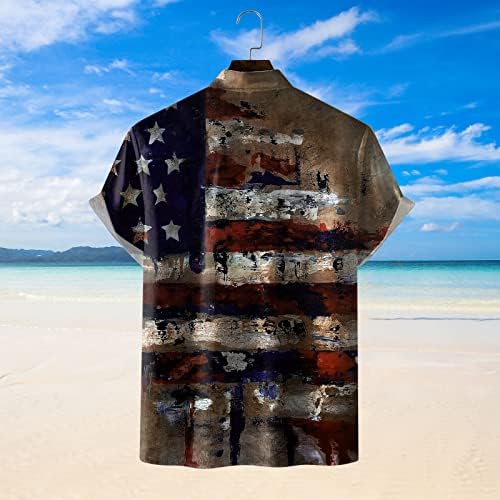 4 יולי חולצות לגברים, אמריקאי דגל הוואי חולצה לגברים כפתור למטה 4 יולי אלוהה חוף חולצת טי