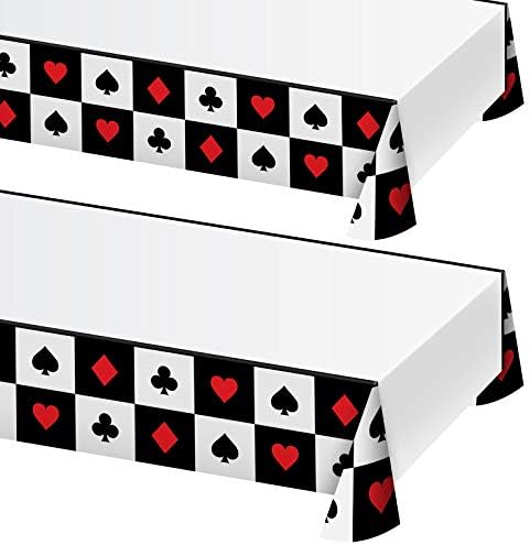 כרטיס משחק לילה ספקי צד-פלסטיק שולחן כיסוי 2 חבילה עבור קזינו לילה, פוקר, או קוסם מסיבות-אדום, שחור,