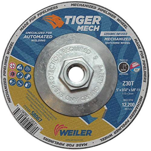 Weiler 58068 7 x 3/32 צינור ממוכח של Tiger, Z30T, סוג 27, 5/8 -11 אגוז