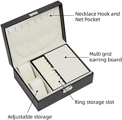 קופסאות תכשיטים של XMJXBOX לנשים 2 שכבות PU Leaather מארגן תכשיטים מארגן תכשיטים הניתן לנעילה מארז לשעונים