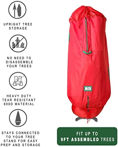 תיק אחסון עץ חג המולד זקוף - חומר עמיד בפני קרעים בגודל 600 ד ' / פנימי לעמידות נוספת-מחזיק עד 9 רגל