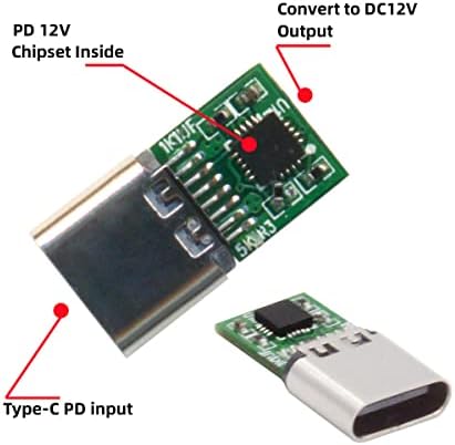 Xiwai USB 3.1 סוג C USB-C נקבה ל- DC 12V 5.5X2.1 ממ מתאם תקע PD Emulator Trigger 90 מעלות זווית