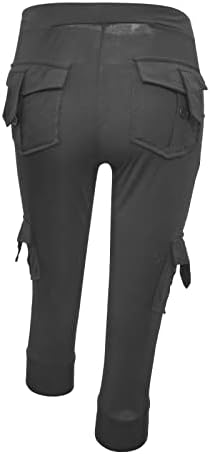 מכנסי מטען לנשים עם אימון מותן גבוה במותניים, מכנסי טרנינג חתולים מכנסיים קפרי קדמיים קלים עם כיסים