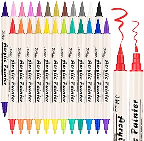 סמני צבע אקריליים של קולפרט, עטים לצבע אקרילי סמני צבע, 24 צבעים קצה כפול עטים עטים עם קצה מברשת וקצה