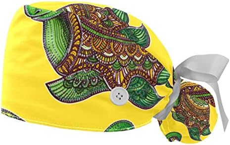 צבי צבעי מים יפים 2 יח 'כובעי בופנט מתכווננים עם כפתורים וכיסויי עניבת ראש סרט זיעה