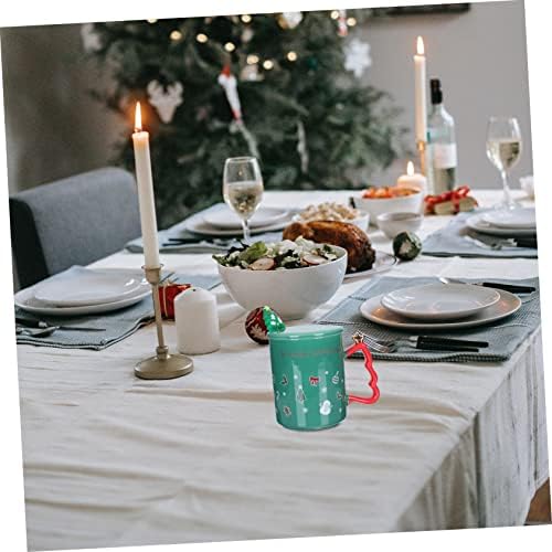 DOITOOL 1 סט ספל חג המולד וינטג 'כלי אוכל סט כלי ניידים הגדר כוסות קפה קרמיקה עם מכסים כוס קפה צלחת