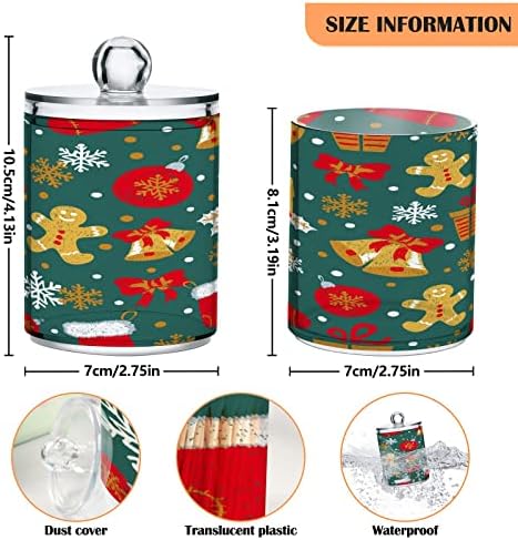 Alaza 4 Pack QTIP Dispenser Dispenser חג המולד ושנה החדשה פעמוני ג'ינג'ר מארגן אמבטיה מארגנים לכדורי