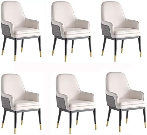 מודרני מטבח אוכל חדר כיסאות מודרני אוכל כיסאות סט של 6 סלון כורסא מים הוכחת עור מטבח כיסא עם מתכת רגליים