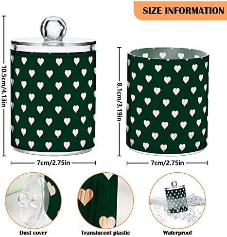קיגאי כותנה ספוגית מארגן אהבה לב ירוק QTIP מחזיק מתקן עם צנצנת צנצנת מכסה מכסה 2 יחידות פחיות פלסטיק