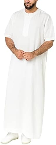 גלימה מוסלמית של HDDK של HDDK שרוול קצר שרוול קפטן תובל שמלת רוכסן ארוכה חולצה מזדמנת לחוף, קיץ
