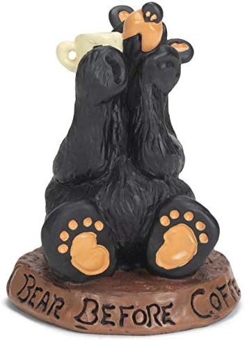 דוב קפה דמדקו דוב שחור 3.5 x 3 פסל פסלוני שרף יצוק ידני