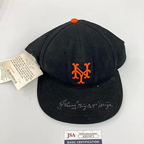 ג'וני חתול גדול מיז חתום על ענקים ניו יורקיים של ניו יורק כובע JSA COA - כובעי NFL עם חתימה