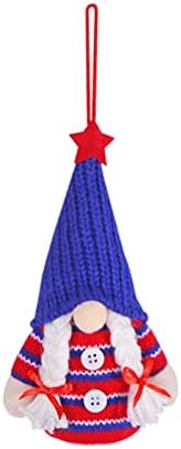 פאפן פתית שלג אמריקאי עצמאות יום סרוג כובע בובת קטן תליון זוהר חמש מחודדת כוכב גמד בובת ולנטיין קישוטי
