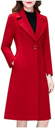 PRDECEXLU חורף שרוול ארוך מעילי אופנה נשים מעילי כפתור עבודה ארוך טוויד נינוח בכושר מגניב צבע מוצק מעיל