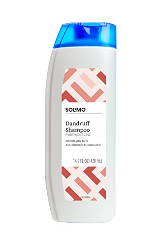 Brand-Solimo 2-in-1 Shampoo Dandruff Shampoo ומרכך לגברים, תבלין חלק, 14.2 גרם נוזלים