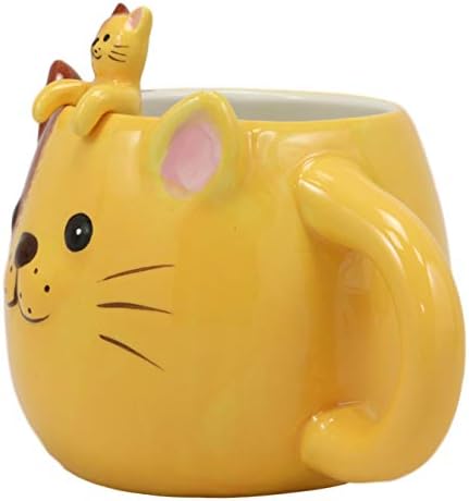 אברוס מקסים חתול כתום גחמני עם טלאי עיניים חום קפה קרמיקה קפוצ'ינו לאטה תה גלידת ספל כוס שתייה עם כוס