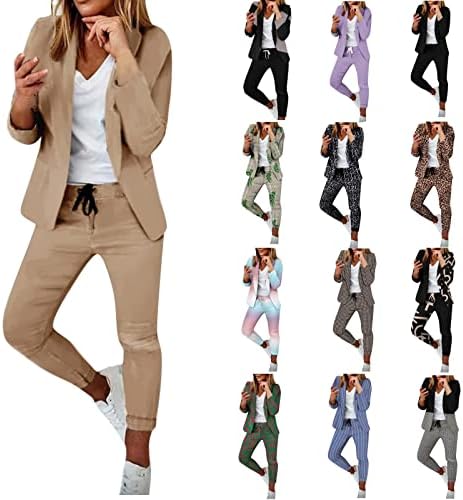 בליזר סטי נשים 2 חתיכה תלבושות פורמליות עסקי חליפת עבודה פתוח קדמי בלייזר ומכנסיים עבור משרד בכושר רזה