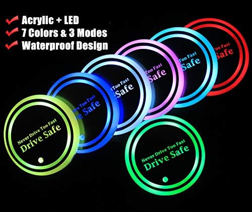 LED CUR CUP HOLDERS LITSERS LITSERS, 7 אורות דקורטיביים של LED LED Ambient Abient, מחצלת טעינה USB חוף