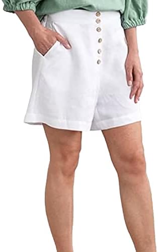 מכנסי פשתן כותנה לנשים מזדמנים קיץ מותניים קצרים מותניים קצרים רופפים בכושר מכנסי טרקלין נוחים