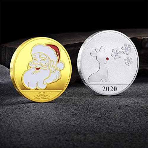 AMOSFUN 2 PCS מטבע מתנה לחג המולד מטבע איילים סנטה אייל מטבע חג המולד אוסף אוסף מטבעות מטבעות קישוט