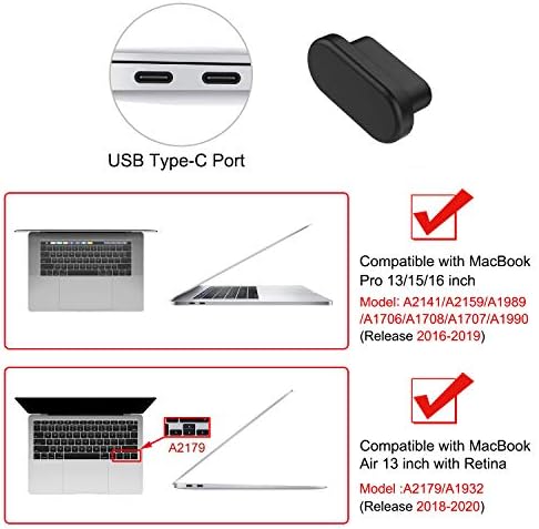 Mosiso 5 PCS אנטי אבק עפר עפר תואם תואם ל- MacBook Pro 16 אינץ 'A2141, תואם ל- MacBook Air 13 A2337