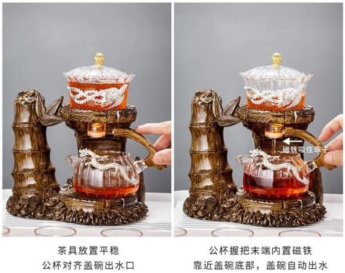 שיאאלון זכוכית אוטומטית סט תה יצרנית תה עצלה קונג פו קומקום עמיד בפני חום יצירתי גאיוואן