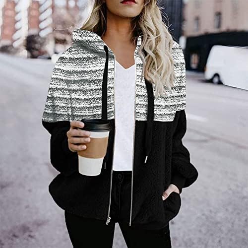 צבע אופנה לנשים RMXEI חוסם סוודר רוכסן עם שרוול ארוך עם שרוול ארוך